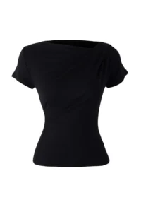 TRENDYOLMİLLA Black Drape Detailed Fitted Knitting Blouse - Image 5