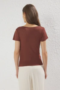 TRENDYOLMİLLA Brown Ruffle/Drape Detailed Fitted Knitting Blouse - Image 4