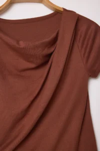TRENDYOLMİLLA Brown Ruffle/Drape Detailed Fitted Knitting Blouse - Image 6