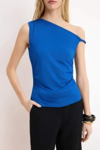 TRENDYOLMİLLA Saks Blue Plain Fitted Flexible Knitting Blouse - Image 3