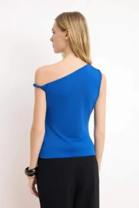 TRENDYOLMİLLA Saks Blue Plain Fitted Flexible Knitting Blouse - Image 4