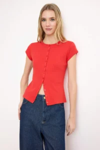 TRENDYOLMİLLA Rejection buttoned Fitted Knitting Blouse