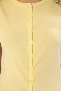 TRENDYOLMİLLA Light Yellow buttoned Fitted Knitting Blouse - Image 3