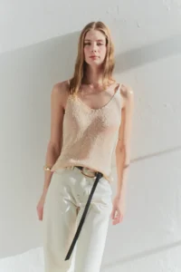 TRENDYOLMİLLA Gold Crop sequined Metallic Thread Blouse