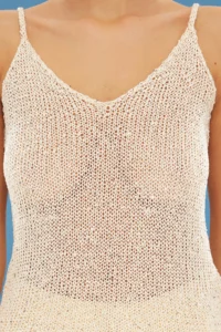 TRENDYOLMİLLA Gold Crop sequined Metallic Thread Blouse - Image 5