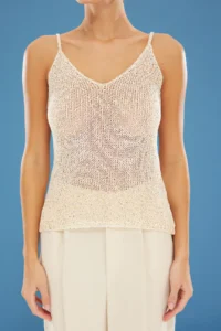 TRENDYOLMİLLA Gold Crop sequined Metallic Thread Blouse - Image 6