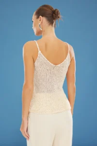 TRENDYOLMİLLA Gold Crop sequined Metallic Thread Blouse - Image 7