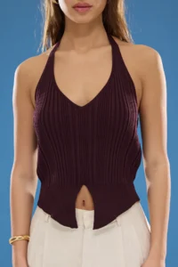 TRENDYOLMİLLA Plum Boyundan Sleeveless Thin Blouse - Image 3