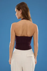TRENDYOLMİLLA Plum Boyundan Sleeveless Thin Blouse - Image 5