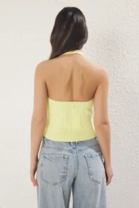 TRENDYOLMİLLA Yellow Boyundan Sleeveless Knitwear Thin Blouse - Image 4