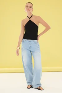 TRENDYOLMİLLA Black Boyundan Sleeveless Thin Blouse - Image 2