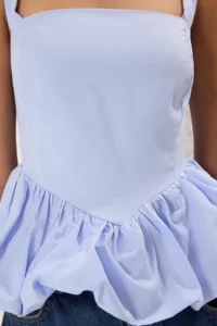 TRENDYOLMİLLA Light Blue Balloon Skirt Sleeveless Weaving Weaving Blouse - Image 3