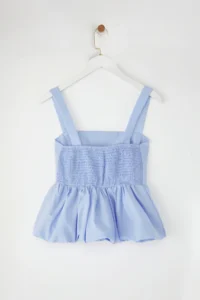 TRENDYOLMİLLA Light Blue Balloon Skirt Sleeveless Weaving Weaving Blouse - Image 6