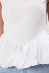 TRENDYOLMİLLA White Balloon Skirt Sleeveless Weaving Blouse - Image 3