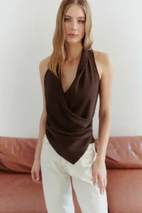 TRENDYOLMİLLA Brown Modal Double breasted Weaving Blouse