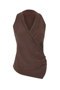TRENDYOLMİLLA Brown Modal Double breasted Weaving Blouse - Image 3