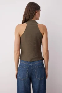 TRENDYOLMİLLA Khaki Modal Double breasted Weaving Blouse - Image 4