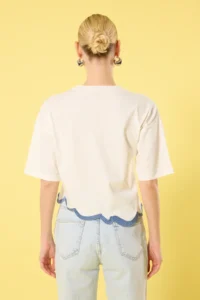 TRENDYOLMİLLA Ecru Weaving Detailed relaxed/Rahat Pattern Crop Knitting Blouse - Image 4