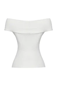 TRENDYOLMİLLA Ecru Carmen Collar Knot Detailed Fitted Knitting Blouse - Image 6