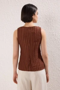 TRENDYOLMİLLA Brown Knitwear look Regular/Normal Pattern Knitting Blouse - Image 4