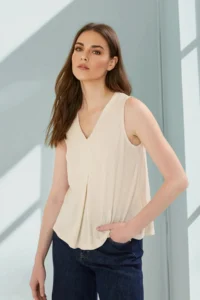 TRENDYOLMİLLA Stone More Sustainable Modal Flowy Fabric Regular Pattern Pleated Knitting Blouse - Image 3