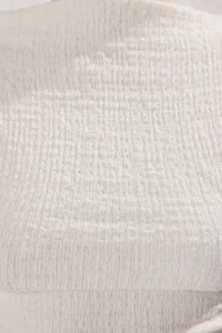 TRENDYOLMİLLA Ecru textured Boat Neck Shirred Sleeveless Flexible Knitting Blouse - Image 3
