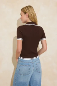 TRENDYOLMİLLA Brown-Rejection Basic Polo Shirt Collar 2 Sets Paket Knitwear Thin Blouse - Image 4