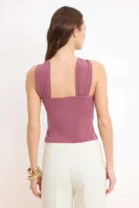 TRENDYOLMİLLA Koyu Dusty Rose Accessory Detailed Shirred Flexible Knitting Blouse - Image 4