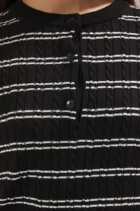 TRENDYOLMİLLA Black Short Sleeve Striped  Knitwear Blouse - Image 4