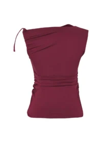 TRENDYOLMİLLA Burgundy Fitted Binding and Gathering Detailed Sleeveless Flexible Knitting Blouse - Image 6