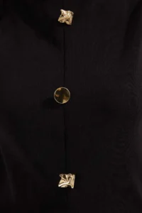 TRENDYOLMİLLA Black Aksesuar buttoned Crew Neck Regular Size Vest Knitting Blouse - Image 3