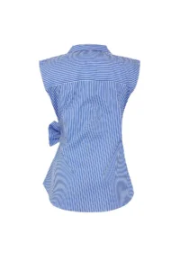 TRENDYOLMİLLA Mavi Striped Double breasted Binding Detailed Weaving Blouse - Image 7
