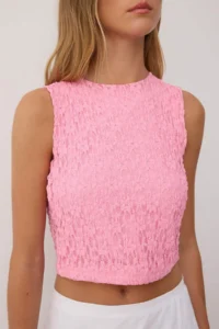 TRENDYOLMİLLA Pink Fitted Lace Knitting Blouse - Image 3