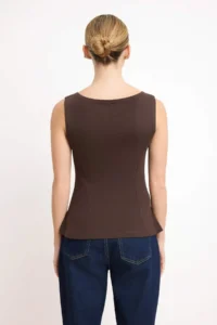 TRENDYOLMİLLA Brown Zero Sleeve Crew Neck Flexible Knitting Blouse - Image 5