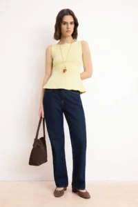 TRENDYOLMİLLA Yellow Zero Sleeve Crew Neck Flexible Knitting Blouse - Image 2