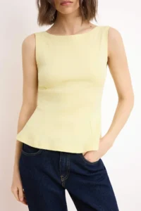 TRENDYOLMİLLA Yellow Zero Sleeve Crew Neck Flexible Knitting Blouse - Image 3