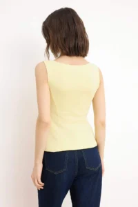 TRENDYOLMİLLA Yellow Zero Sleeve Crew Neck Flexible Knitting Blouse - Image 4