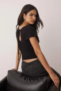 TRENDYOLMİLLA Black Fitted Drape Detailed Knitting Blouse - Image 2