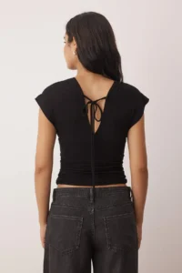 TRENDYOLMİLLA Black Fitted Drape Detailed Knitting Blouse - Image 4