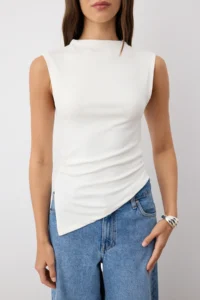 TRENDYOLMİLLA Black-Ecru 2 Sets Package Fitted Asymmetric Knitting Blouse - Image 3