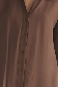 TRENDYOLMİLLA Brown More Sustainable Modal Wide Cut Midi Weaving Shirt Dress - Image 3