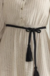 TRENDYOLMİLLA Stone Belted Striped Mini Weaving Shirt Dress - Image 3