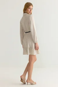TRENDYOLMİLLA Stone Belted Striped Mini Weaving Shirt Dress - Image 5