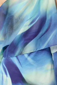 TRENDYOLMİLLA Mavi Abstract Patterned Plain Cut Cape Detailed Maxi Lined Siphon Weaving Dress - Image 4