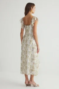 TRENDYOLMİLLA White Floral Frilly A Cut Siphon Flight Flight Weaving Maxi Dress - Image 5