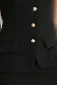 TRENDYOLMİLLA Black A Cut Button Detailed Mini Weaving Dress - Image 4