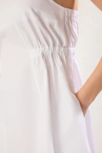 TRENDYOLMİLLA White Skirt Opened at Waist Waist Dekolteli Poplin Midi Weaving Dress - Image 4
