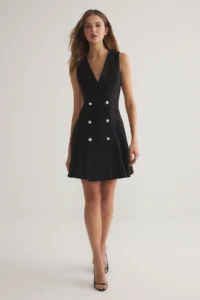 TRENDYOLMİLLA Black buttoned Mini Weaving Jacket Dress