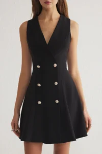 TRENDYOLMİLLA Black buttoned Mini Weaving Jacket Dress - Image 3
