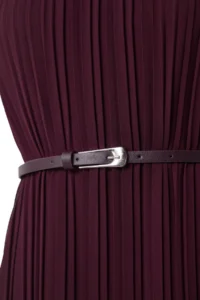 TRENDYOLMİLLA Burgundy Arched Plain Kesim pleated Midi Lined Siphon Weaving Dress - Image 7